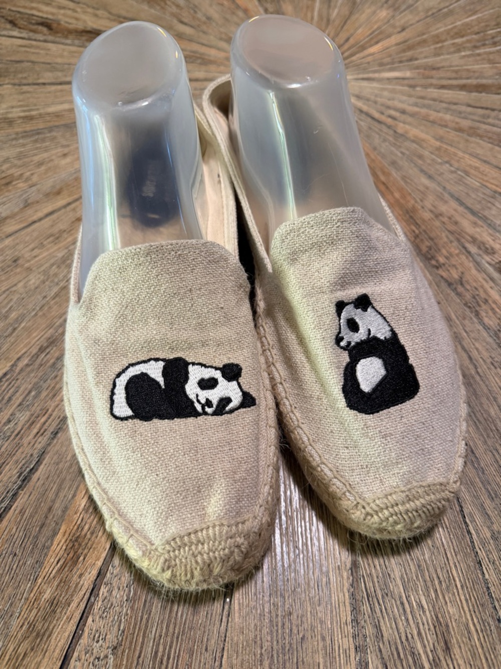 Soludos Jason Polan Panda Espadrilles Canvas Slip On Flats Womens shoes size 10